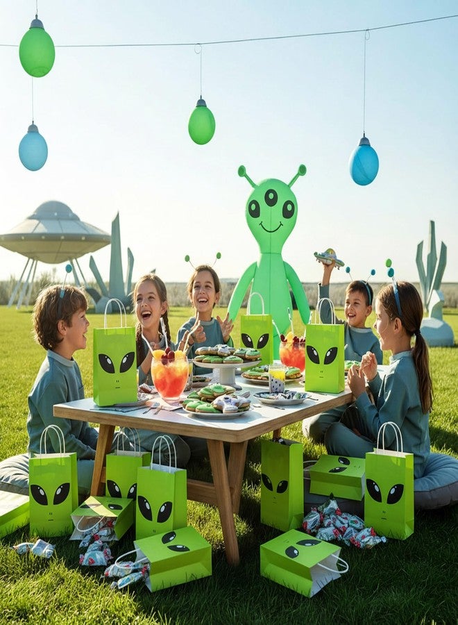Tosstuki 12 Pcs Alien Gift Bags Alien Birthday Decoration Ufo Aliens Party Paper Bags with Handles for Kids Boys Girls Birthday Space Theme Celebrations Events Supplies - Image 2